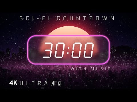 ⚡30 Minute | 80s SciFi Countdown Timer | Synthwave soundtrack | Alarm every 10 minutes ⚡4K UHD