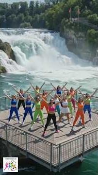 Zumba at Rhine Falls Switzerland 💦🔥 Epic Waterfall Dance Workout | AI 4K