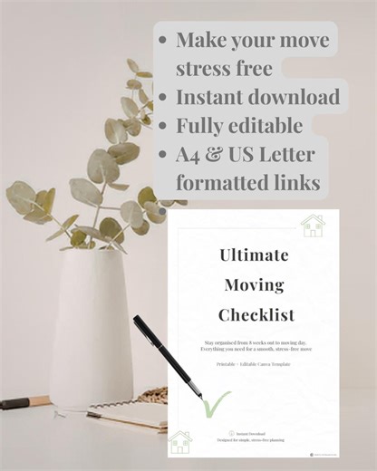 Home Moving Checklist Printable Moving Guide Canva PDF Instant Download A4 US Letter - Etsy