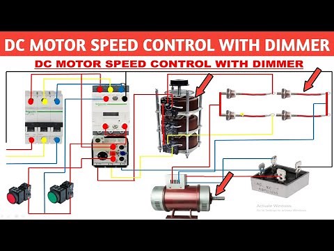 DC MOTOR SPEED CONTROL WITH DIMMER!BRIDGE RECTIFIER CONNECTION! DC MOTOR STARTER CONNECTION