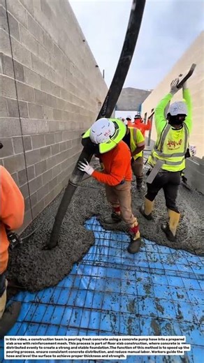 Satisfying Concrete Pouring Process! Fast Slab Construction Technique.