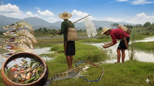 Catch and cook prawns: A simple day of life in the province