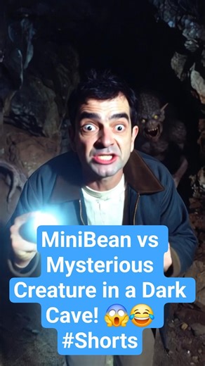 MiniBean vs Mysterious Creature in a Dark Cave! 😱😂 #Shorts