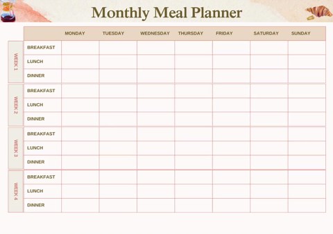 Monthly Meal Planner Canva Template – 5 Editable Designs | Digital & Printable Monthly Menu Planner, Family Meal Plan Calendar - Etsy