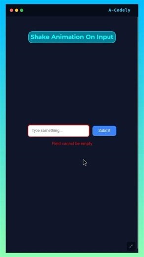 Error Shake Animation on Input with HTML, CSS & JavaScript 🫨💻