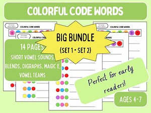 Colorful Code Words: Early Reading Practice (BIG BUNDLE), Preschool, Kindergarten, 1st Grade, 2nd Grade Literacy Printable, Learn to Read - Etsy Australia