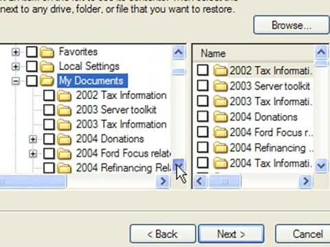 Restoring files using NTbackup or Windows XP Backup