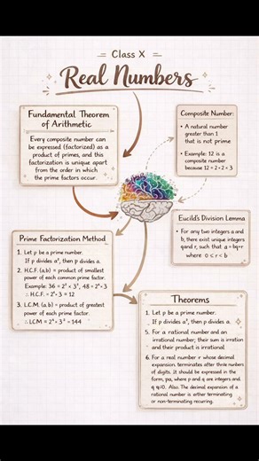 Ch 1 Real Numbers Class 10 One Shot Revision 🔥 #class10 #maths #notes #cbse