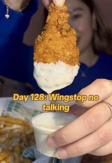 Day 128 | WINGSTOP NO TALKING 🫢 I’ve got the best order of mango habanero, brazilian citrus pepper tenders with voodoo fries 😍 Is your order the same? #mukbang #mukbangeatingshow #wingstop #asmrfood #eating