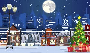 Beautiful Christmas Winter City Landscape View - Cartoon Animations