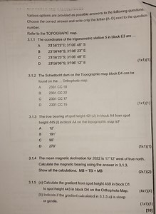 3.1 MAP SKILLS AND CALCULATIONSVarious options are provided as... | Filo