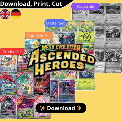 Ascended Heroes Set Printable – Master and Complete Sets   Graded   Checklist – Pokemon TCG Binder Pages - Digital Download Placeholders - Etsy