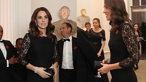 Pregnant Princess Kate Looks Gorgeous in Lace Dress at Palace Party
