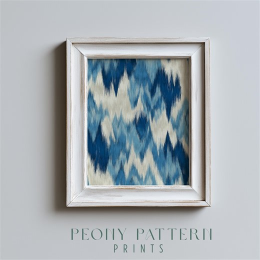 Tribal Ikat Print Art - Ethnic Pattern, Artisan Textile Print, Woven Design in Cerulean, Boho Coastal Wall Art, Printable Download V574 - Etsy