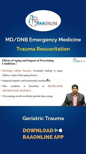 Emergency Medicine – Geriatric Trauma by Dr. Vasanth. K on the RAAONLINE App