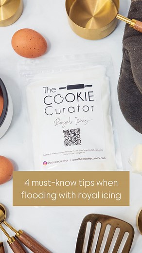 Let’s talk royal icing. Specifically—how to get that smooth, puffed-up, even flood every time. Here are four of my go-to tips when flooding cookies: 1. Same icing for outline flood. I use the same royal icing consistency for both—usually around a 15–18 second count. It saves time and streamlines the process, especially when decorating large batches. 2. Don’t leave gaps. If you notice open spots or low areas while flooding, don’t rely solely on your scribe to move icing around. Just add a bit mor