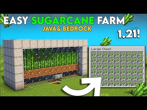 Minecraft 1.21 Automatic Sugarcane Farm / Easy Efficient Sugarcane Farm Tutorial (Java & Bedrock)