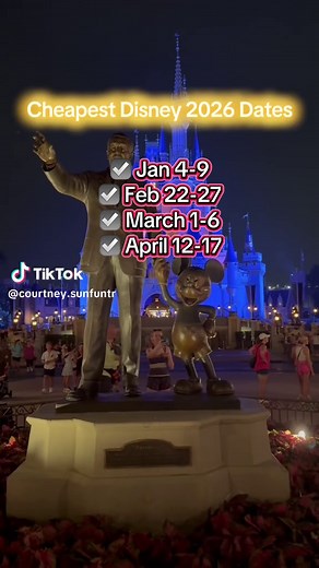 ✨Planning a 2026 Disney trip on a budget?✨ Here are the cheapest dates to visit Disney World in 2026 🏰💸 Spoiler: You don’t have to sacrifice the magic to save BIG! 📆 Off-season = best prices & lower crowds! 📲 DM me or Comment “2026” for a free quote! #DisneyOnABudget #DisneyWorld2026 #TravelTips #DisneyDeals #BudgetTravel #DisneyPlanner #TravelAgentTips #CheapestDisneyDates2026