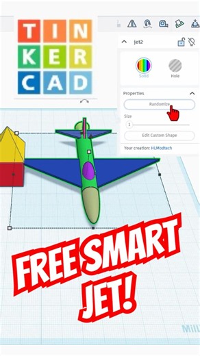 Free Tinkercad Smart Shapes: Add an Adjustable Jet in Minutes! 💯🤯