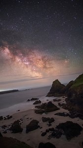 Milky Way timelapse captured with an equatorial mount to compensate for Earth's rotation ✨🌍 Behind the scenes video showing how it works at the end 🌌 #milkyway #nightphotography #timelapse #cornwall #uk | Aaron Jenkin Photography