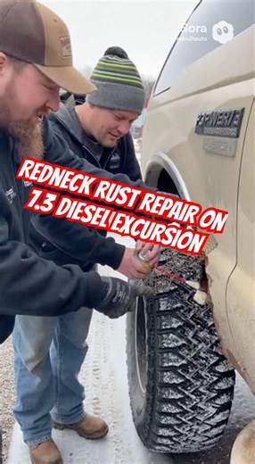 Redneck rust repair on 7.3 diesel Excursion #autobody #diesel #powerstroke #lifted #funny #canada
