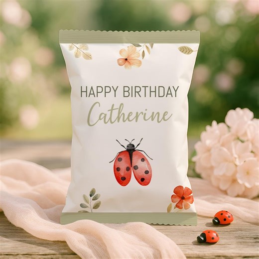 Ladybug Birthday Chip Bag Wrapper, Lovebug Chip Bag Wrapper Printable, Ladybug Birthday Party Favor Bag, Girls Party Decor Template, Sb168 - Etsy