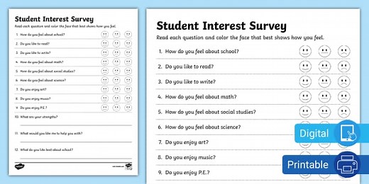 Back to School Student Interest Survey