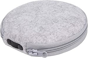 ELEZAY Small CD Case Round Felt 20 Capacity CDs Storage Wallet DVD Disc Holder,Light Grey