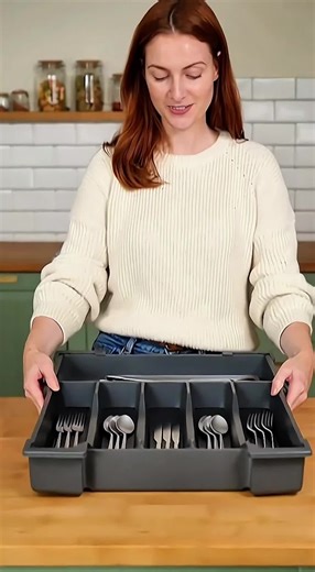 Expandable 8-Compartment Cutlery Organizer for Kitchens