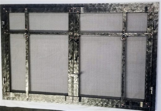 FIREPLACE SCREEN With Doors Craftsman Mission Style Forged Steel - Etsy