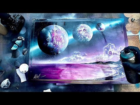 Candy Space Landscape 🍭- SPRAY PAINT ART by Skech
