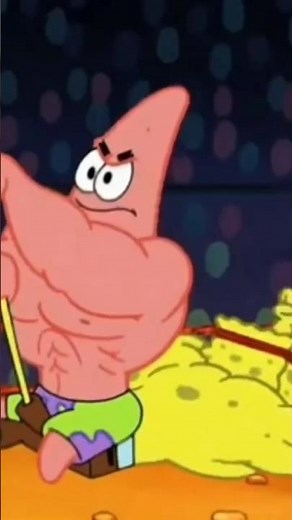Patrick sits and licks SpongeBob's foot