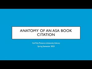 Anatomy of an ASA Book Citation