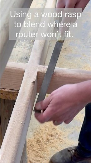 Using a wood rasp to blend where a router won’t fit. #woodworking