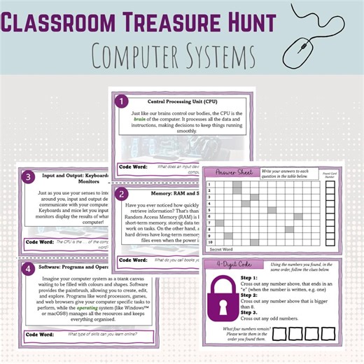 Computing Introduction - Classroom Mini Treasure Hunt, Starter or Plenary Children's Learning Activity. Printable Downloads for Revision. - Etsy Australia