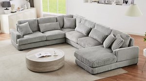 Amazon.com: Oversized U-Shaped Sectional Sofa Couch Modern Corduroy Upholstered Modular Deep Seat Group Sofa&Couch with Extra Wide Lounge Chaise and 7 Toss Pillows for Living Room Furniture Sets : Home & Kitchen