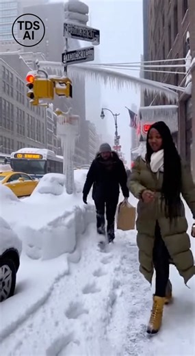 Hard Freeze Leaves New York City Streets Lined With Dangerous Icicles After Snowstorm Video captured across New York City shows pedestrians navigating sidewalks and streets following a major snowstorm that was followed by a hard freeze. Large icicles can be seen hanging from buildings, awnings, and rooftops throughout the city as temperatures dropped overnight. The footage highlights how melting snow refroze quickly, creating icy conditions and overhead hazards for people walking below. City off