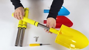 Sand Shovels Long Handle, 24" Beach Shovels Bulk Plastic Shovels for Oceanside Travel Digging Sand 3 Pack Stainless Steel Tube Comfort Grip Blue Yellow Red(Yellow New Sponge Handle)