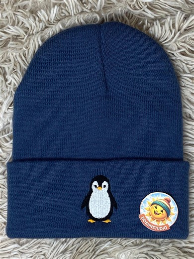 Penguin Embroidered Beanie. Winter Hat. - Etsy