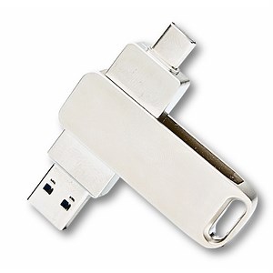 Memorie USB Dual Drive pentru Smartphone-uri, Tablete si Calculatoare, Capacitate 16 GB, USB 3.1, USB Type-C, Metal, Argintiu - eMAG.ro