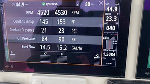 Hard to beat this fuel economy at 45 MPH on a gorgeous Front Runner 33 CC equipped with twin Mercury V10 400 R’s!!!! | Front Runner Boats