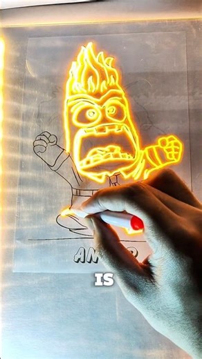 Drawing ANGER from Inside Out (Neon Art) #shorts