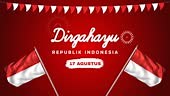 Happy Indonesia Independence Day animation on red background with...
