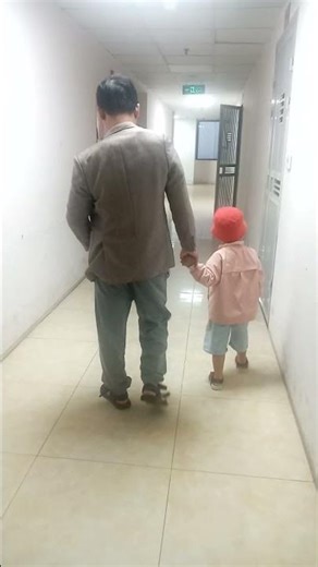 Little boy lead a disabled daddy to go out