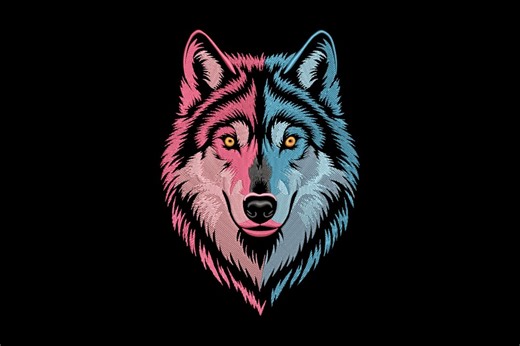 Colorful Wolf Embroidery Design, Wolf Machine Embroidery, 4 Sizes, Instant Download - Etsy
