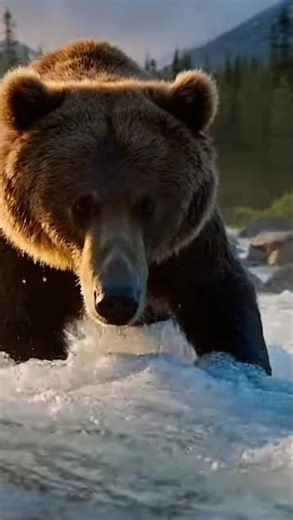 Massive Bear Catches Giant Salmon | Incredible River Hunt 🐻🐟 #shorts
