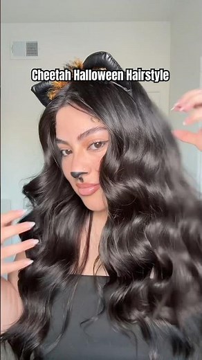 Cheetah Halloween Hairstyle Tutorial ✨ #halloweencostume #hairtools #curlingwand #hairstyle