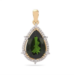 Chrome Diopside Pendant with Diamond in 18K Gold 5.06cts