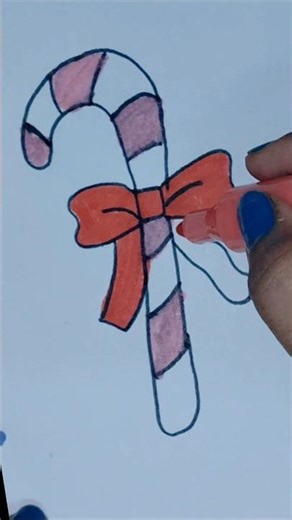 How to draw a candy cane | Christmas step by step drawing tutorial #shorts #merrychristmas