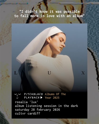 CULTVR LAB on Instagram: "Experience ROSALÍA LUX the way it was meant to be heard. No screens, no distractions, just you and the music. This breathtaking new record has been named one of the Best Albums of 2025 by everyone from The Guardian to Pitchfork and Rolling Stone. Hear it played loud in uncompressed audio on our powerful d&b audiotechnik sound system, for total immersion. “This sounds great”, Rick Rubin “A fabulous idea”, Jay Kay, Jamiroquai “The optimal way to listen to an album”, Max R